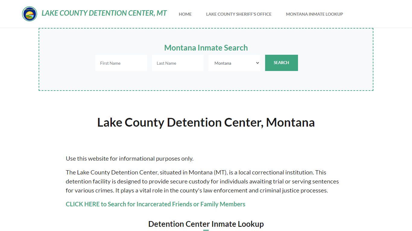 Lake County Detention Center, MT Inmate Roster, Offender Search